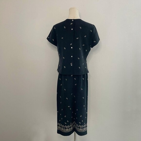 Vintage Talbots 90s Silk Linen Two-Piece Set Midi Skirt + Top Womens Size 10 - Picture 4 of 8